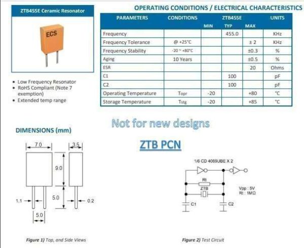ZTB455E 455 KHz Ceramic resonator
